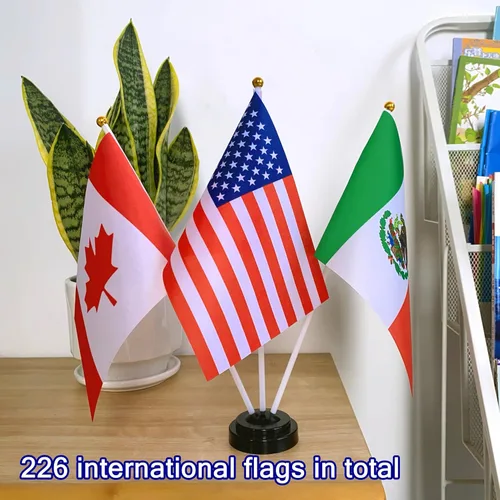 Miniatura 5 de 226 banderas internacionales del mundo pequeñas banderas de mano en palo, banderas de todos los países, 8.2 x 5.5 pulgadas