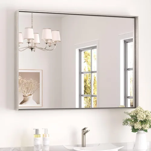 Miniatura 12 de Keonjinn - Espejo rectangular con marco negro para baño de 40 x 30 pulgadas, espejo de pared para sobre el lavabo, espejos de tocador de metal