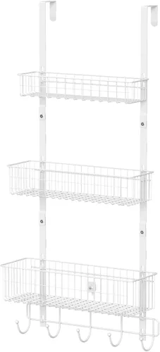 Miniatura 8 de CADUKE Organizador Negro Sobre la Puerta Organizador Sobre la Puerta Ganchos con Cesta de Almacenamiento Toalleros para Puerta de Baño Estante