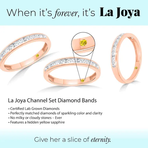 Miniatura 3 de La Joya 16 - 12 CT TW Certified Lab Created Diamond Channel Rings - Sparkling 10k Solid Gold Wedding Band Stackable Band Promise Ring and