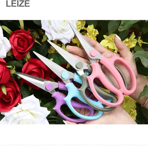 Miniatura 4 de Leize Tijeras de flores, tijeras florales de acero inoxidable grueso de alta calidad, podadora fuerte para flores, ramas y hojas (rosa delgada)