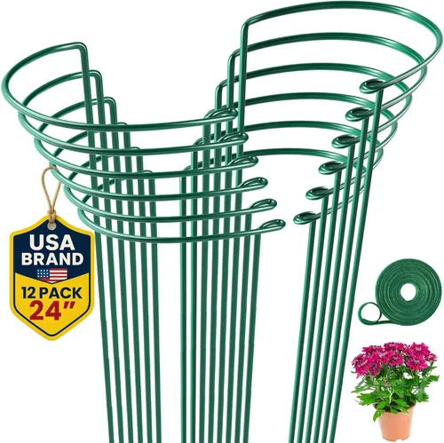 Miniatura 9 de Estacas altas de soporte para plantas para interiores y exteriores, jaulas y soportes de peonía, anillo de jaula para plantas para flores en maceta