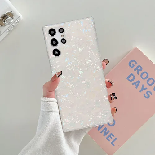 Miniatura 4 de J.west Funda para Galaxy S22 Ultra 5G, con purpurina brillante translúcida translúcida de ópalo colorido diseño de lámina fina con estampado