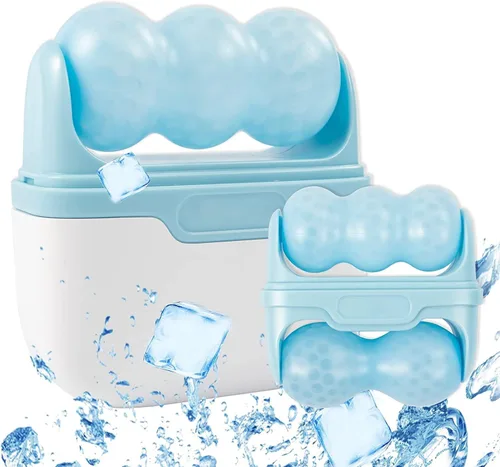 Rodillo de hielo para cara y ojos, mini rodillo facial portátil para el cuidado personal de la piel con rodillo 2 en 1 y funda de transporte para