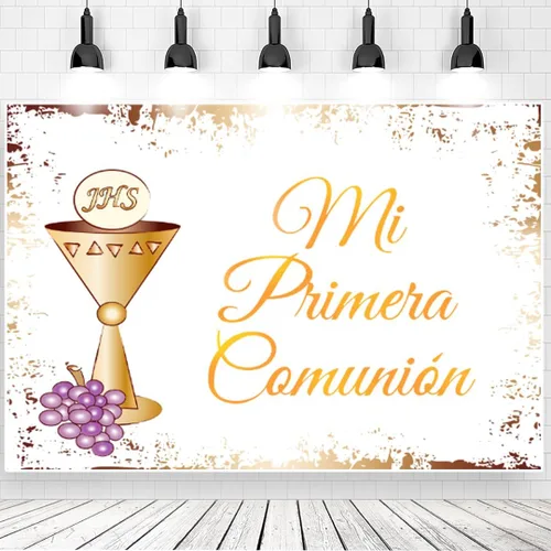 Miniatura 8 de Fondo de comunión Mi Primera de 7 x 5 pies para la primera comunión de niños y niñas, decoración de fiesta de baby shower, decoración para tartas