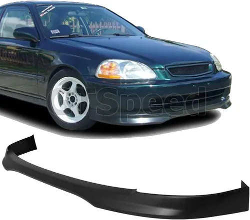 Miniatura 6 de Compatible con/Reemplazo para Labio de Parachoques Delantero, Spoiler de Labio Delantero PU Estilo MU Negro, Se Ajusta a Honda Civic Coupe Hatchback