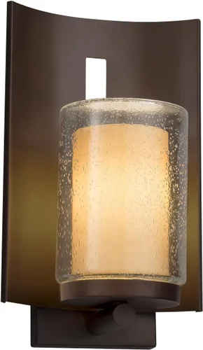 Fusion Embark - Aplique de pared para exteriores con 1 luz, cilindro con borde plano, pantalla de vidrio artesanal en almendra, acabado bronce oscuro