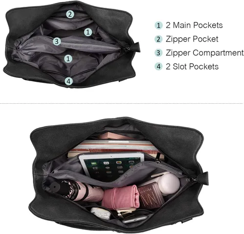 Miniatura 20 de Bolso Hobo oculto para mujer, de piel sintética, bolso cruzado de hombro, bolsa grande con funda desmontable