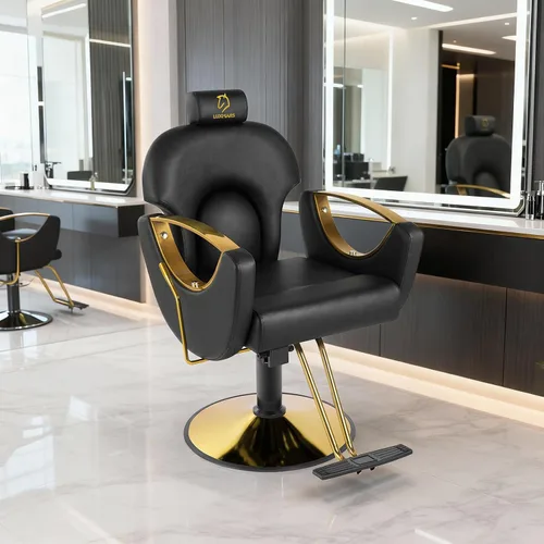 Miniatura 2 de Silla de peluquería hidráulica, sillas de salón Silla giratoria de 360 grados, altura ajustable para estilista de peluquería de salón de tatuajes