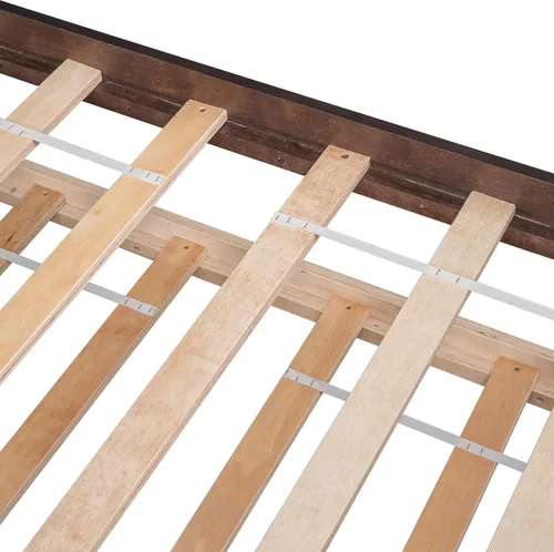 Miniatura 8 de VECELO Twin Size Platform Bed with Trundle, Solid Wood Twin Bed Frame with Slat Support, 400lbs+200lbs Weight Capacity, No Box Spring Needed