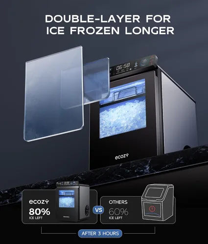 Miniatura 5 de ecozy - Máquina de hielo para pepitas, Máquina de hielo inteligente para encimera con control por APP, 20 kilos por día de hielo blando masticable