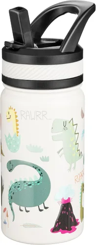 Miniatura 27 de Fanhaw Botella de agua aislada para niños de 14 onzas con tapa de pajita – Acero inoxidable de doble pared al vacío, a prueba de fugas, botellas