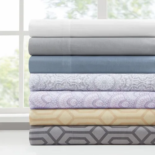 Miniatura 51 de Comfort Spaces Sábanas 100% algodón tamaño King, transpirables, naturalmente frescas, sábanas de algodón suave con bolsillo elástico de 14 pulgadas