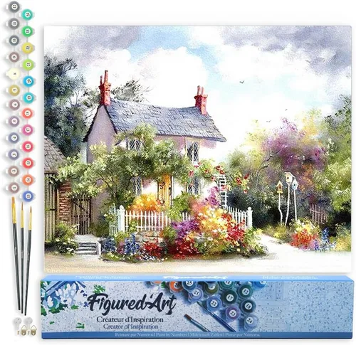 Miniatura 102 de Figured'Art - Juego de pintura por números, lienzo enrollado sin marco, para manualidades, para adultos, 16 x 20 pulgadas, jarrón de peonías