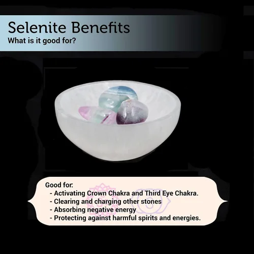 Miniatura 3 de Soul Sticks Cuenco de selenita de 3 pulgadas relleno de piedra semicristal y curativa de selenita pura, cuenco decorativo de carga de cristal de 7