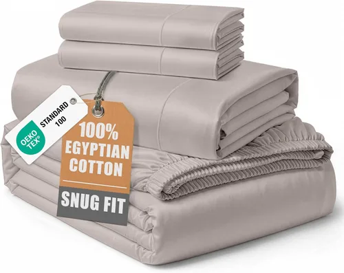 Miniatura 58 de Lane Linen Sábanas 100% de algodón egipcio, tamaño King, naturalmente transpirables y duraderas, cómodas para el invierno, ultra suaves, comodidad