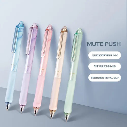 Miniatura 8 de DUNBONG - Bolígrafos retráctiles de punta porosa de 0,5 mm, clip metálico, soporte antideslizante, bolígrafos de gel de tinta negra, Caja de 6
