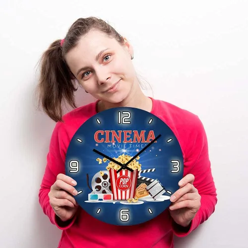 Miniatura 9 de The Geeky Days Movie Time Popcorn Filmstrip Clapboard Tickets Reloj de pared silencioso Diseño moderno Amantes de la película Decoración del hogar