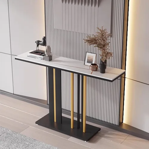 Miniatura 5 de GIZNXBA Mesa de consola moderna, mesa de sofá estrecha con patas de metal, mesa de entrada, sofá largo detrás del sofá, mesa para entrada, sala