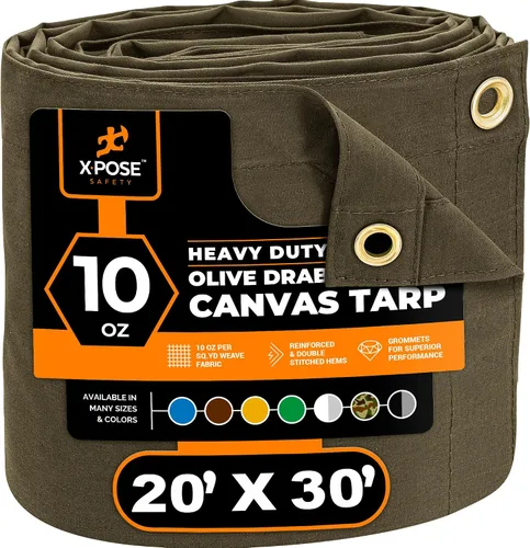 Miniatura 39 de Xpose Safety Lona de Lona - Lonas de Lona Verde de 10oz Resistentes al Agua con Ojales de Latón - Lona Multiusos para Exteriores para Campamento