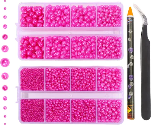 Miniatura 6 de 6540 PIEZAS Cuentas de Perlas de Resina de Color Mixto con Parte Posterior Plana, Tamaño Mixto de 5/64, 1/8, 5/32, 13/64, 3/16, 1/4, 3/8, 5/8 Mezcla