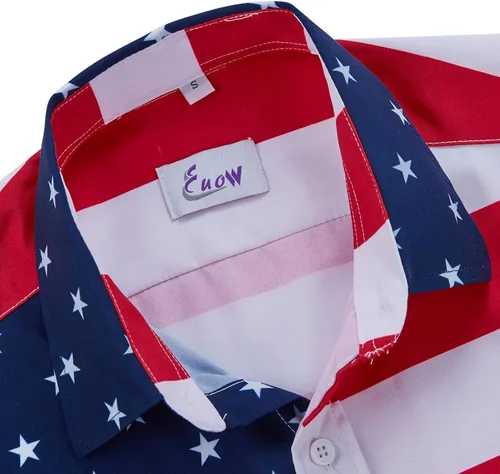 Miniatura 4 de EUOW Camisa hawaiana para hombre, manga corta, con botones, estampada, para verano, playa