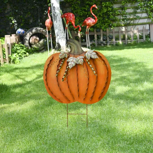 Miniatura 2 de Letreros de metal con estacas de calabaza, decoración de otoño, decoración decorativa de jardín, césped, calabazas, decoración de otoño al aire