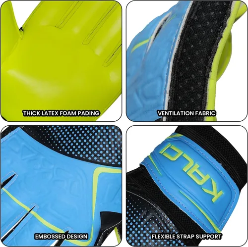 Miniatura 6 de Kalci Guantes de portero de fútbol para niños y jóvenes, guantes de portero para jugadores de campo para niños y niñas, en relieve, antideslizantes