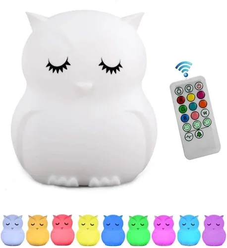 Miniatura 22 de Luz nocturna de alpaca para niños, lámpara de noche LED para habitación de los niños, luz de silicona suave recargable, brillo y colores ajustables