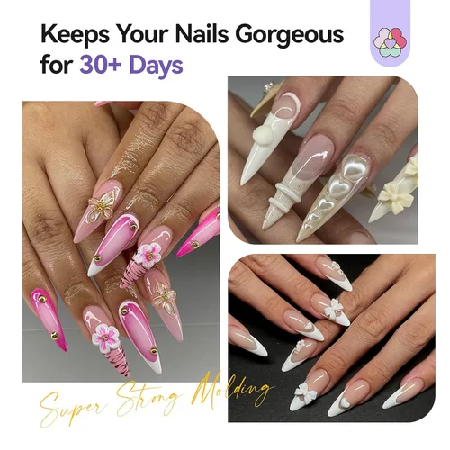 Miniatura 6 de SAVILAND 60 g Gel de uñas 3D: Escultura de arte de uñas en gel 3D moldeado fuerte Blanco Gel de escultura sin necesidad de limpieza para extensión