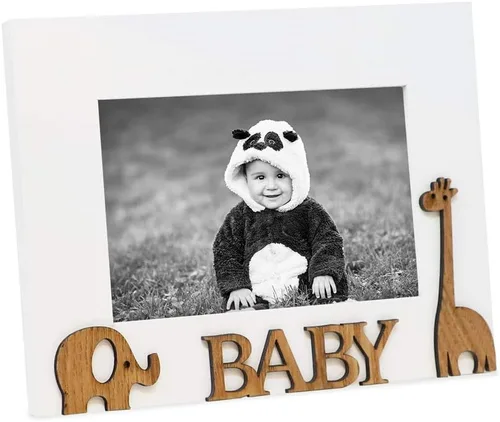 Isaac Jacobs Marco de fotos Wood Sentiments "Baby", 4 x 6 pulgadas, regalo de fotos para la familia, mesa, pantalla de escritorio y exhibición de
