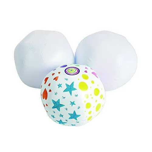 Colorations® Decora tu propia pelota inflable de playa, juego de 12, manualidades para niños y actividades divertidas en el hogar, crea diseños