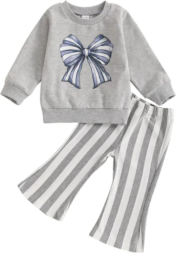 Miniatura 12 de Kaipiclos Ropa occidental para bebé niña, con lindo estampado con volantes, manga larga, pantalones para otoño e invierno, trajes de vaquera