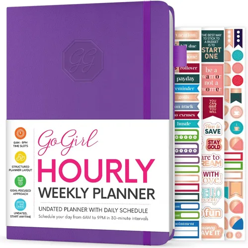 Miniatura 12 de GoGirl Planificador de Horario Semanal – Planificador de trabajo y vida por horas con franjas horarias – Organizador de agenda vertical para Rosa