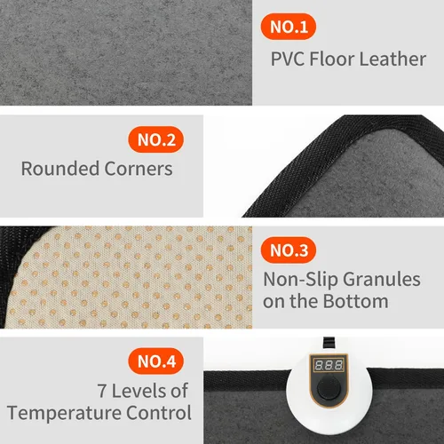 Miniatura 6 de Alfombrilla térmica para debajo del escritorio para calentador de pies, 7 ajustes de temperatura y almohadilla térmica de 55 W, reposapiés