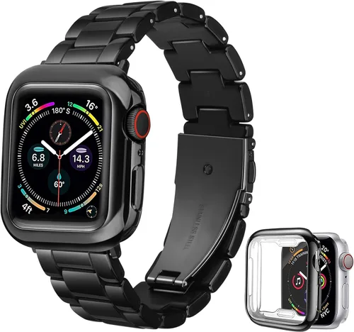 Correa con estuche compatible con Apple Watch de 1.93 pulgadas, 1.81 pulgadas, 1.77 pulgadas, 1.73 pulgadas, 1.65 pulgadas, 1.61 pulgadas, 1.57