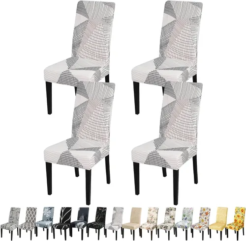 Miniatura 105 de JQinHome Juego de 8 fundas para sillas de comedor, fundas de alta elasticidad extraíbles y lavables, fundas protectoras de asiento para silla