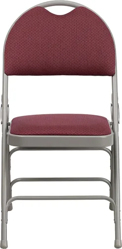 Miniatura 23 de Flash Furniture HERCULES Series Ultra Premium Triple Braced Black Vinyl Metal Silla plegable con asa fácil de transportar Marco negro de vinilo.