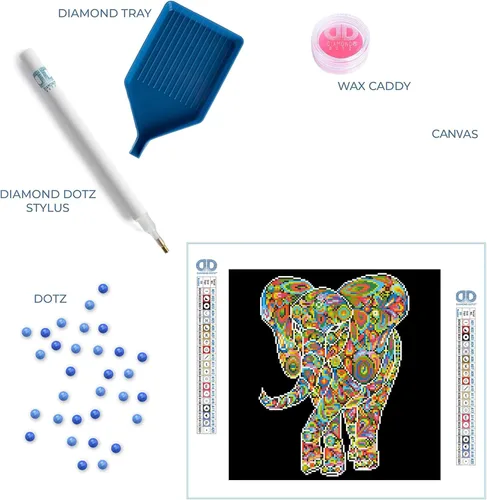 Miniatura 6 de DIAMOND DOTZ Kaleidoscope Walk - Kit de pintura de diamante de elefante para adultos, kits de arte de diamantes, un kit de manualidades creativo