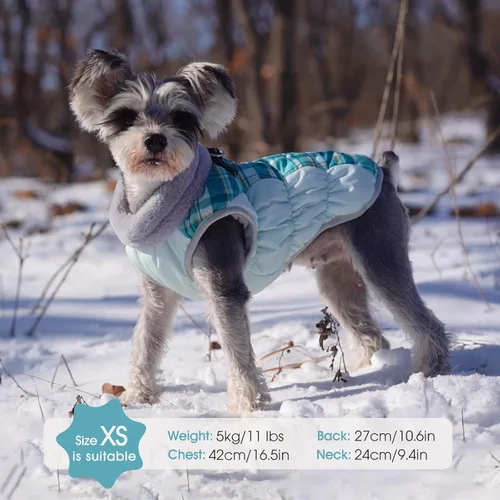 Miniatura 8 de FUAMEY - Abrigo de invierno para perro, chaquetas con arnés integrado, chaleco acolchado con cremallera, ropa reflectante para perros pequeños