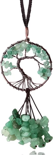 Miniatura 11 de MAIBAOTA Adorno colgante de cristal redondo negro obsidiana decoración árbol de la vida espiritual habitación decoración de pared lindo coche espejo