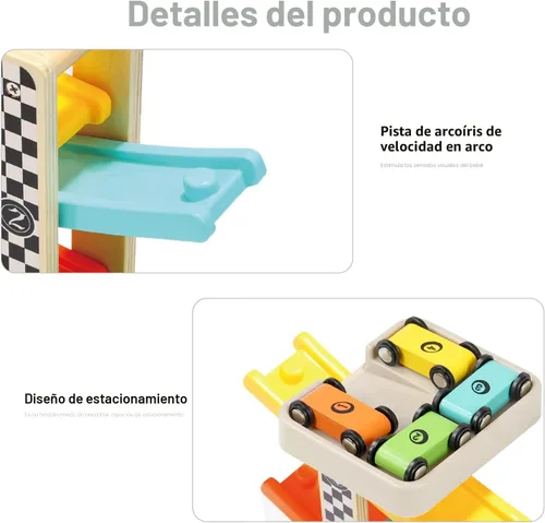 Miniatura 3 de Juguetes para niños de 1 a 2 años, regalos para niños y niñas, pista de carreras de madera, carrera, carrera, carrera, carrera, carrera, con 4 mini