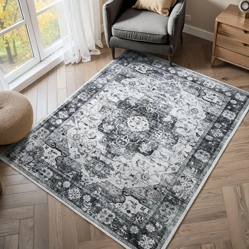 Miniatura 90 de Syalife 6x9 Alfombra Lavable para Área, Ultra Suave Antideslizante, Pila Baja, Alfombra Vintage Resistente a Manchas para Sala de Estar, Alfombra