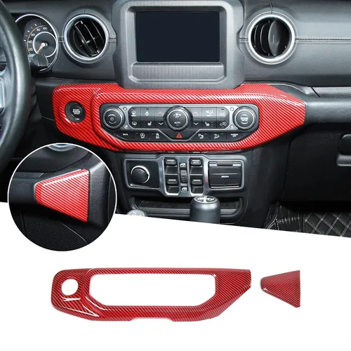 Miniatura 10 de JeCar Cubierta de panel de interruptor de aire acondicionado compatible con Jeep Wrangler 2018-2023 JL JLU y Gladiator JT 2020-2023, textura