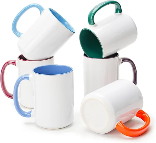 Miniatura 15 de Taza de café de cerámica de 15 onzas en caja de regalo blanca, 12 colores surtidos, caja de 12