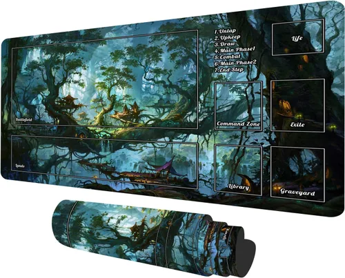 Miniatura 7 de Tapete de juego MTG con zonas, tarjeta comercial de paisaje, tapete de juego TCG, base de goma lisa, alfombrilla de mouse para MTG TCG Card Battle