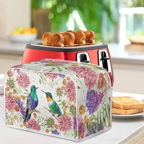 Miniatura 4 de Bulopur Cubierta de tostadora de 2 rebanadas de pintura de pájaros y flores, tostadora, panificadora, organizador de máquina, bolsa de protección