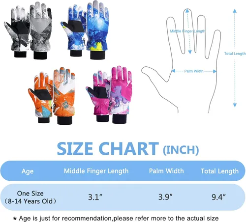 Miniatura 4 de American Trends Guantes de invierno impermeables para niños, guantes de nieve cálidos para niños y niñas, guantes de esquí para niños y niñas