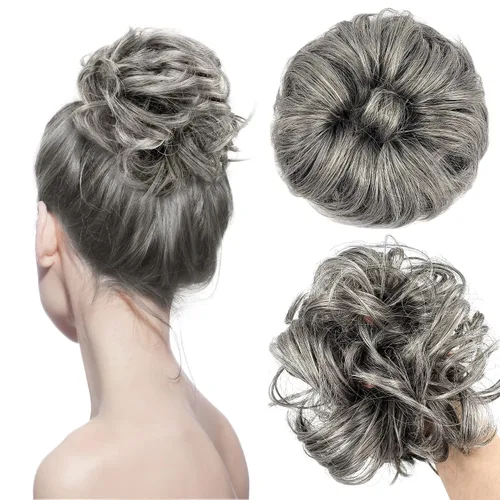 Miniatura 43 de HAIR COUTURE Avanti Moño desordenado - Pieza de extensión sintética instantánea, con pelo rizado ondulado postizo para mujeres