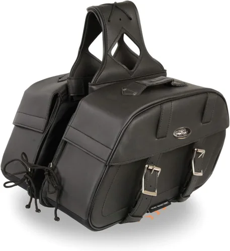 Miniatura 25 de Milwaukee Leather SH66901ZB - Alforjas medianas de PVC negro con 2 correas, colocación por encima, con ribetes reflectantes - Talla única